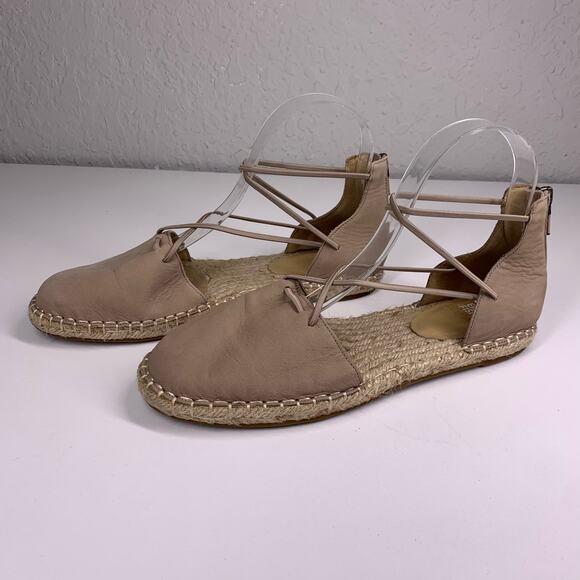EILEEN FISHER Tan Nubuck Lace-Up Espadrille Sandals Size 8.5 - Picture 1 of 10